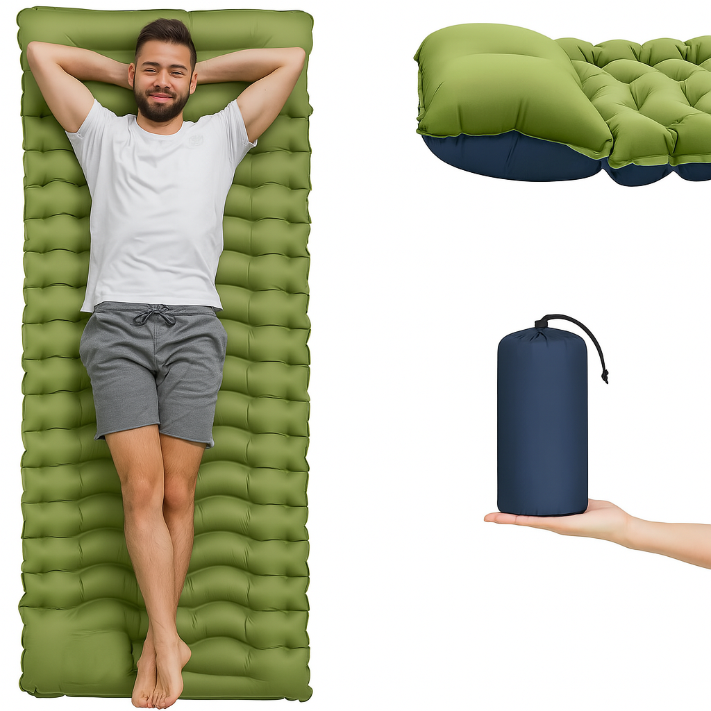 Selbstaufblasende Isomatte mit integrierter Pumpe – Ultraleicht & Wasserdicht