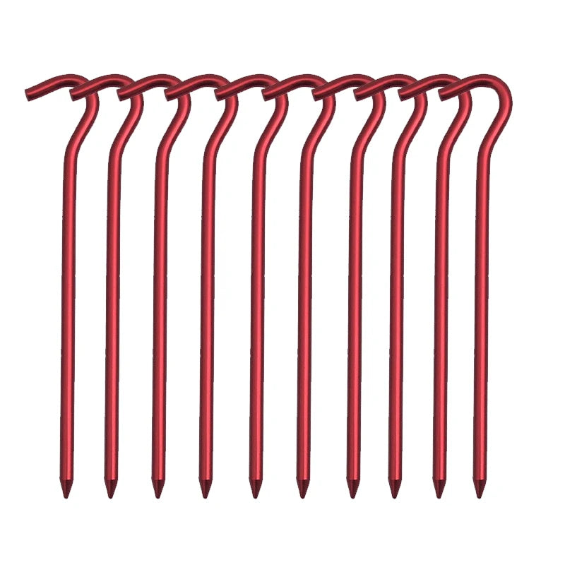 10er-Set Aluminium-Zeltheringe mit Haken – 18 cm