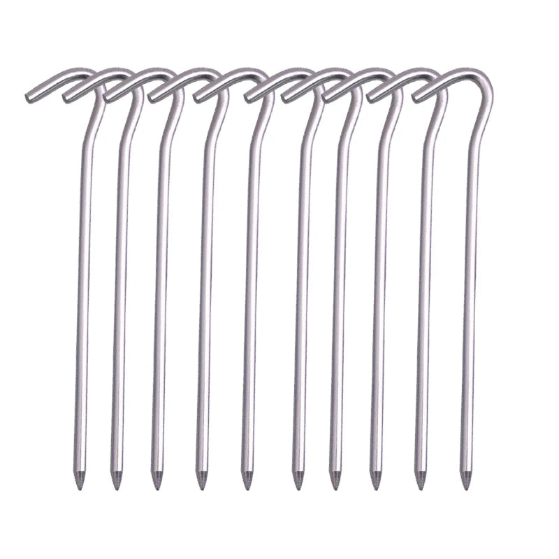10er-Set Aluminium-Zeltheringe mit Haken – 18 cm