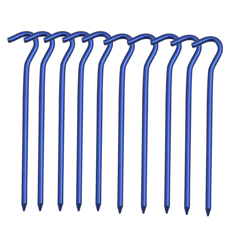 10er-Set Aluminium-Zeltheringe mit Haken – 18 cm