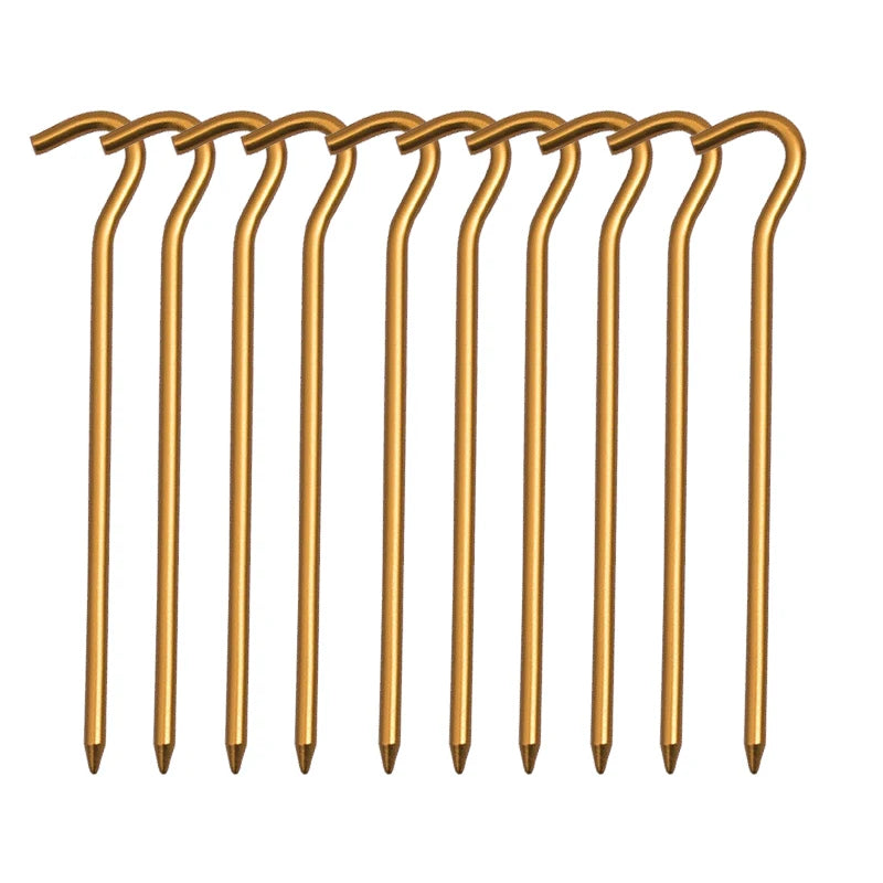 10er-Set Aluminium-Zeltheringe mit Haken – 18 cm