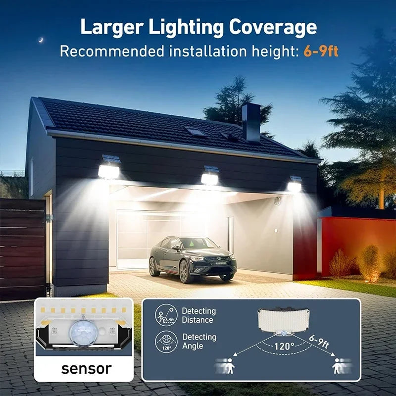 Solarbetriebene LED-Aussenleuchte mit Bewegungssensor (IP65 wasserdicht ) mit Fernbedienung