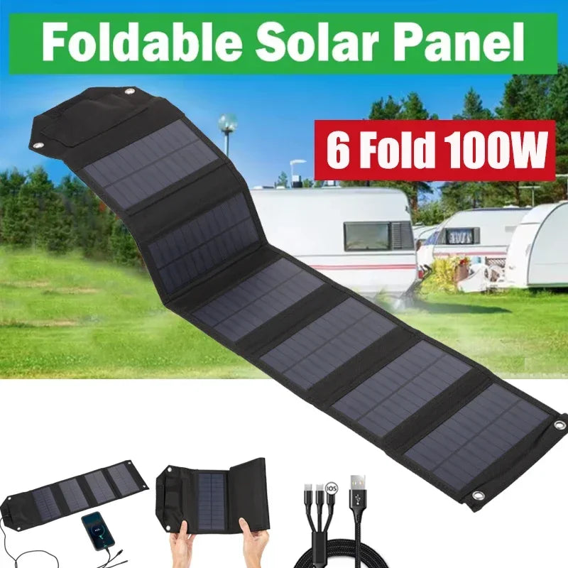 Faltbares Solar Panel 60W/80W/100W – USB Ladegerät für Camping & Outdoor