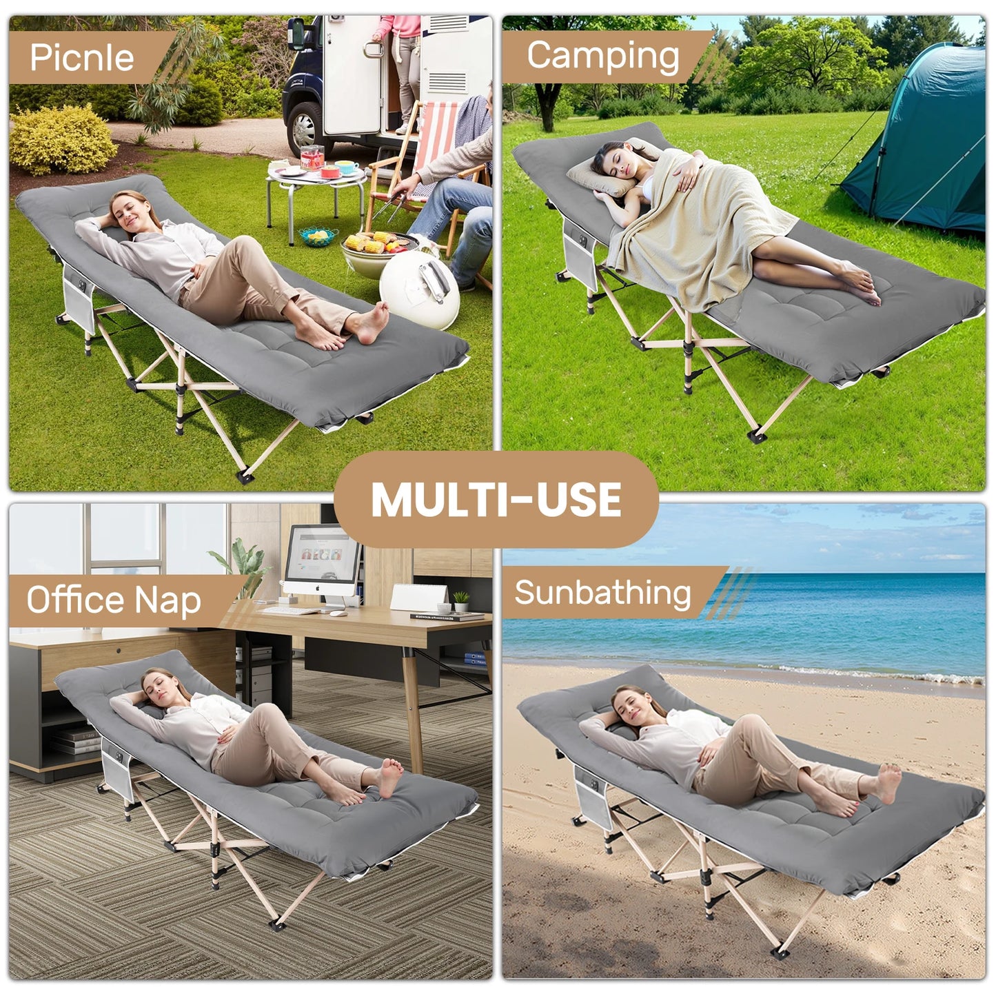 Faltbares Campingbett mit Polsterung