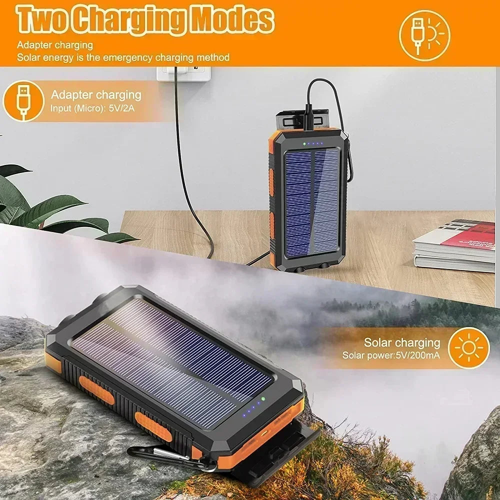 ONEPLUS Solar-Powerbank (verschiedene Größen) – mit LED-Licht, Kompass