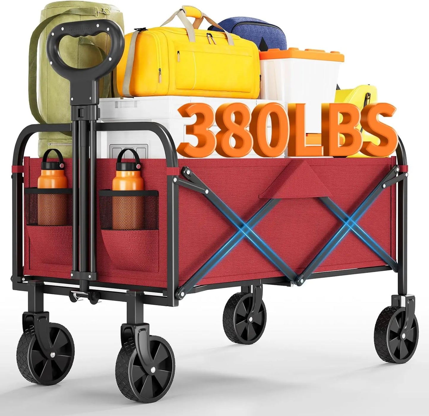 220L Foldable Hand Cart, 172 Kg Load Capacity, Foldable Hand Cart With 360° Rotatable Wheels, Garden Cart For Camping, Picnic