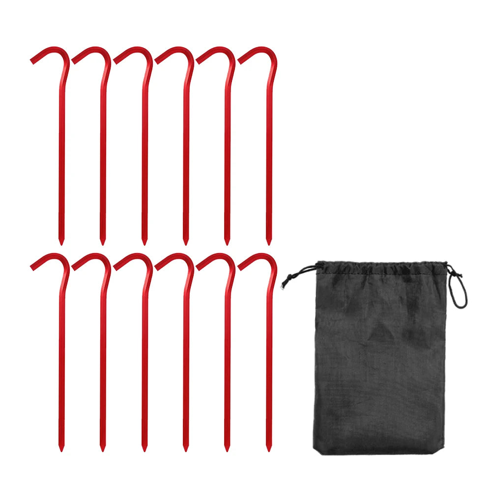12Pcs Tent Stakes 18cm Garden Stakes Aluminum Alloy Metal Tent Spikes Outdoor Tent Nails for Outdoor Camping Canopy