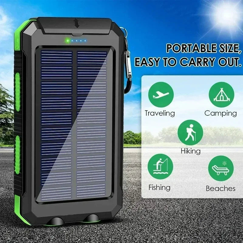 ONEPLUS Solar-Powerbank (verschiedene Größen) – mit LED-Licht, Kompass