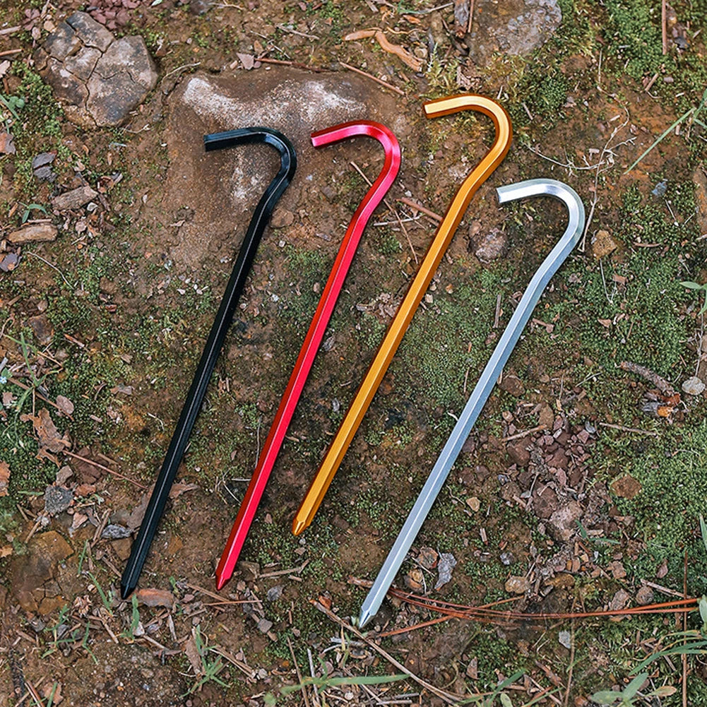 12Pcs Tent Stakes 18cm Garden Stakes Aluminum Alloy Metal Tent Spikes Outdoor Tent Nails for Outdoor Camping Canopy