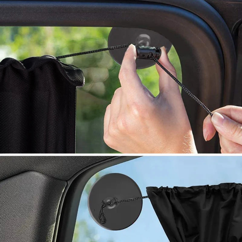 SEAMETAL 2Pcs Car Sun Shade Curtains Side Window Sunshade Summer Sun Protection 95% Light/UV Blocking Auto Privacy Blind Curtain