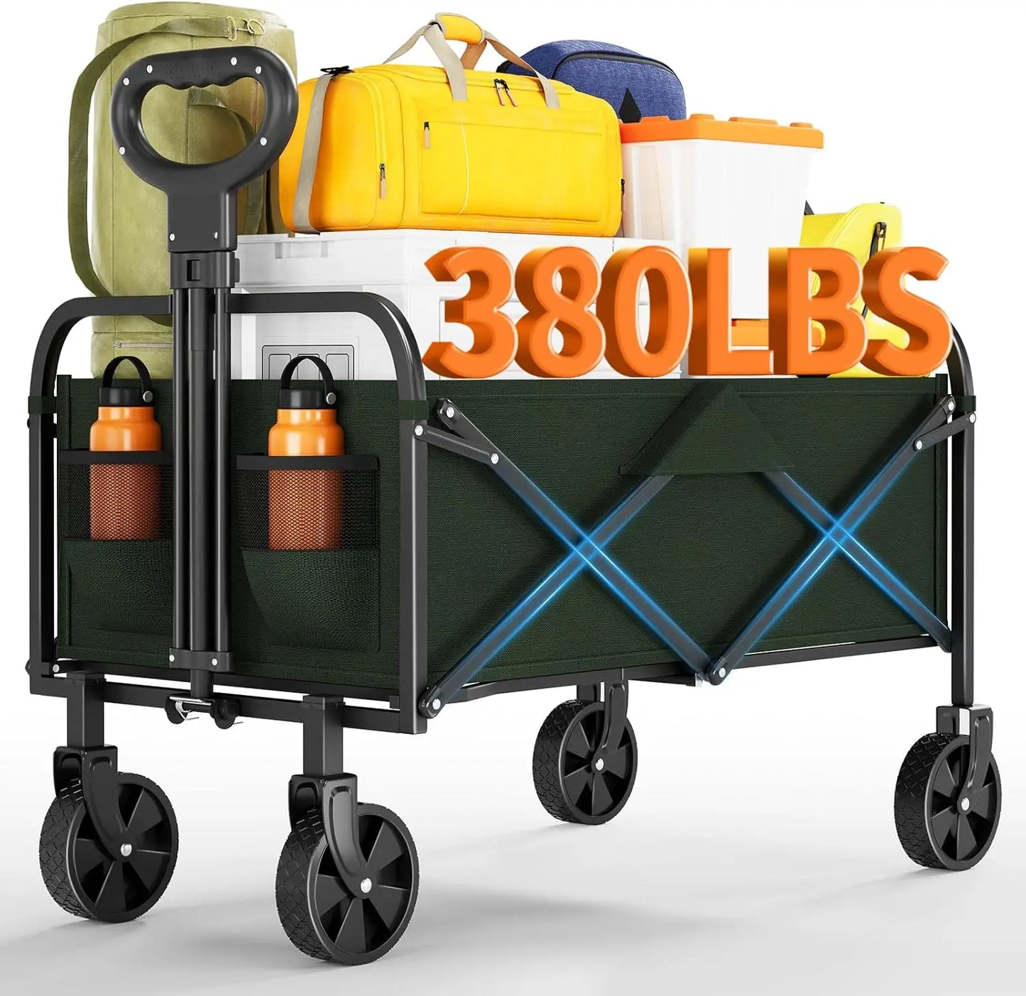 220L Foldable Hand Cart, 172 Kg Load Capacity, Foldable Hand Cart With 360° Rotatable Wheels, Garden Cart For Camping, Picnic