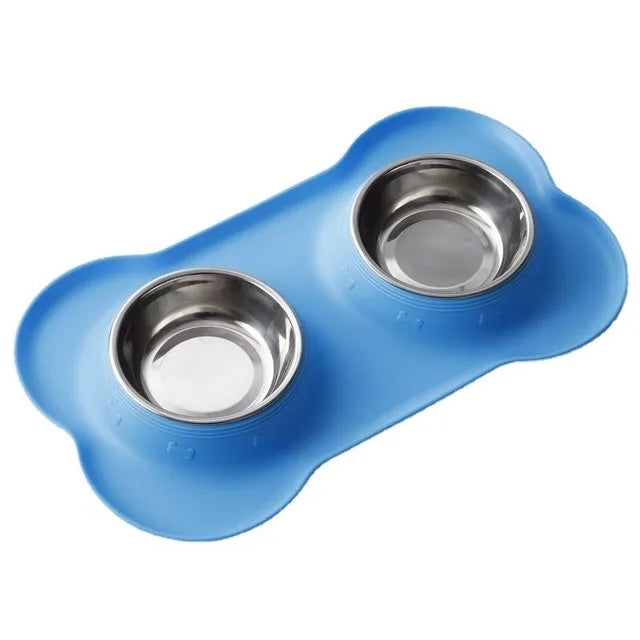 Anti-Rutsch Silkonmatte mit 2 Edelstahlnäpfen (verschiedene Grössen)