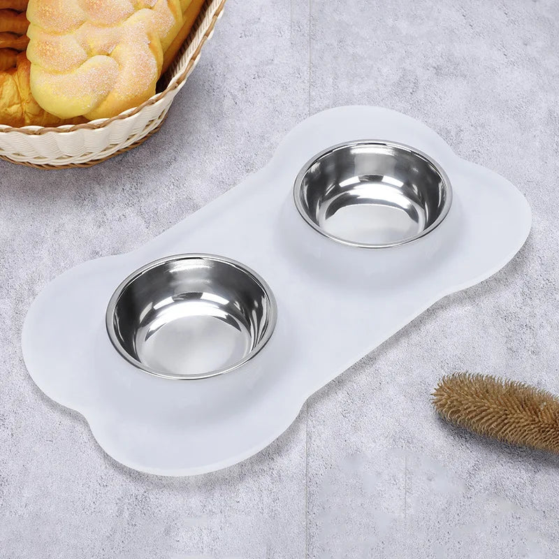 Anti-Rutsch Silkonmatte mit 2 Edelstahlnäpfen (verschiedene Grössen)