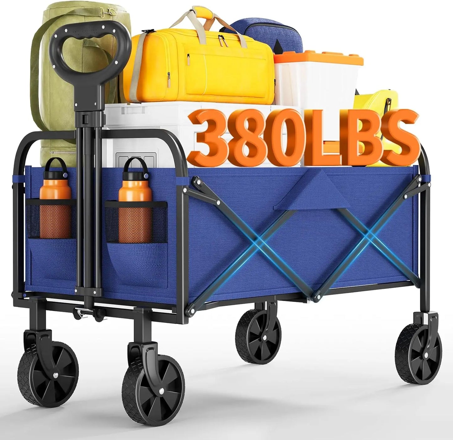 220L Foldable Hand Cart, 172 Kg Load Capacity, Foldable Hand Cart With 360° Rotatable Wheels, Garden Cart For Camping, Picnic