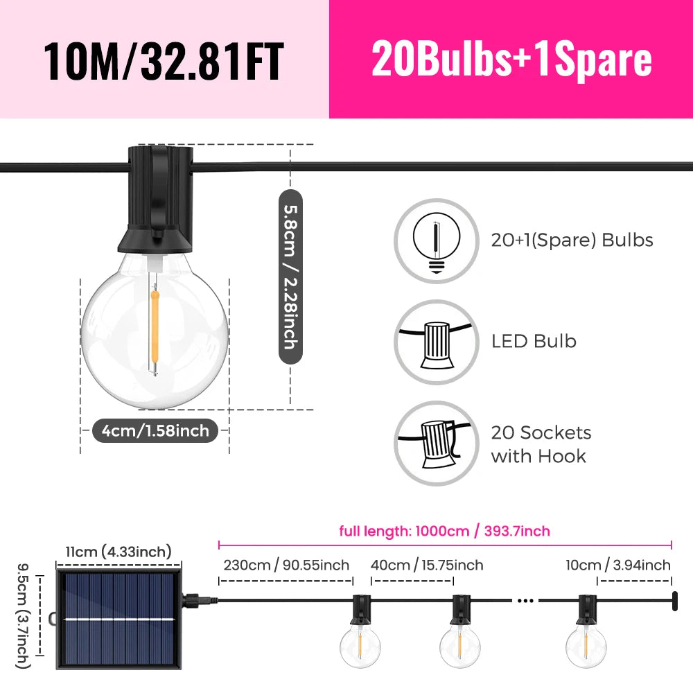 Aiopp Solar-LED Leuchte – Dimmbar, Modern & Wetterfest für Garten & Balkon