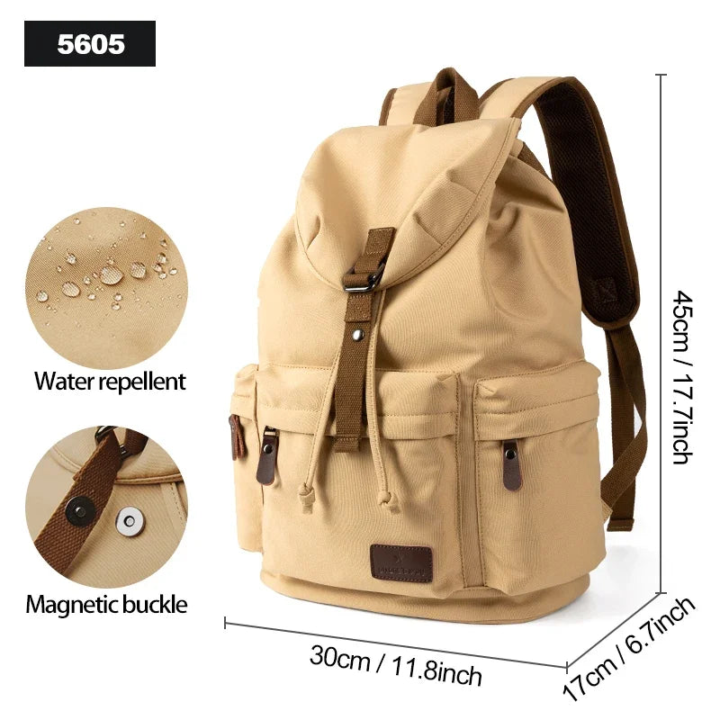 Men Vintage Canvas Large Capacity 15.6inch Laptop Casual Bag For Commuter Travel Premium Durable Unsex Mochila