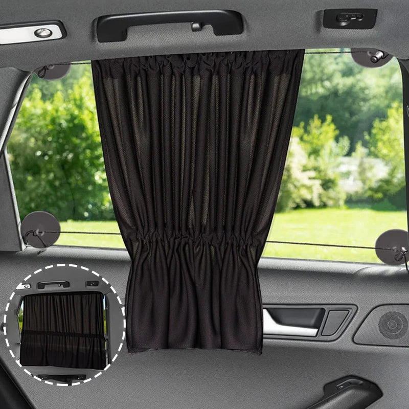 SEAMETAL 2Pcs Car Sun Shade Curtains Side Window Sunshade Summer Sun Protection 95% Light/UV Blocking Auto Privacy Blind Curtain