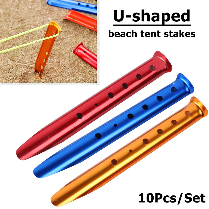 10er-Set Zeltheringe mit Ösen – 31 cm Aluminium (für weiche Böden)