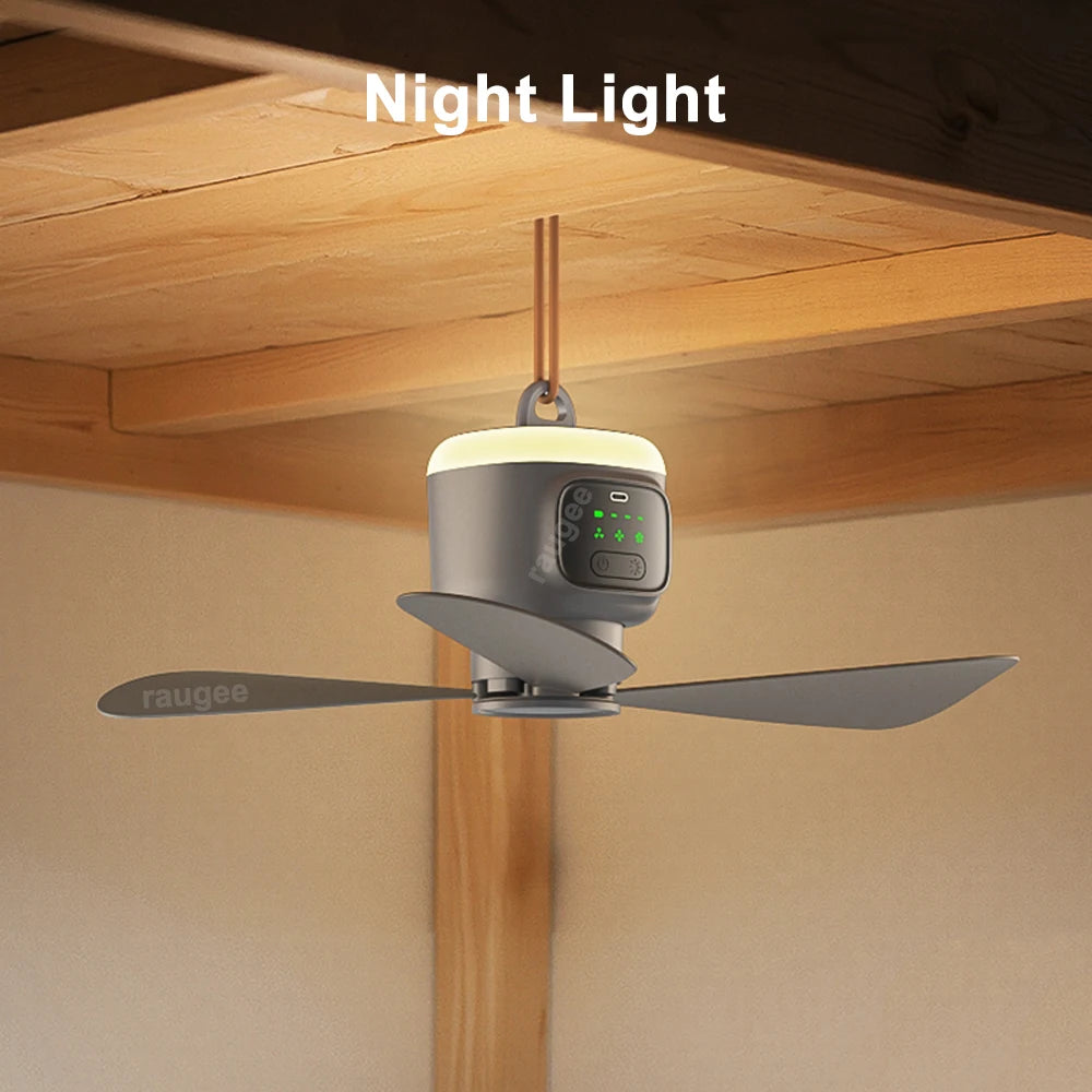 Akku-Deckenventilator mit Fernbedienung & LED – für Camping, Zelt & Zuhause