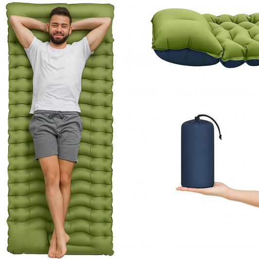 Selbstaufblasende Isomatte mit integrierter Pumpe – Ultraleicht & Wasserdicht