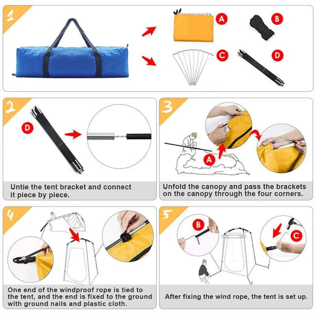 Portable Outdoor Tent Privacy Camping Shower Toilet Changing Room Waterproof UV Protection Beach Folding Bathing Pop Up Tent
